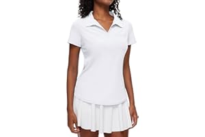 Loovoo Womens Golf Shirts Short Sleeve Collared V-Neck Casual Polos Quick Dry Workout Tennis Tops