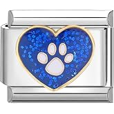 papasgix Italian Charms, Blue Italian Charms 10mm*9mm Gold Italian Charm | Bracelet Link Guitar Checkerboard Hope Italian Charm