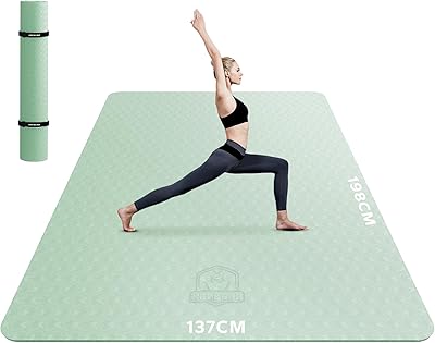 HAPBEAR Yogamatte XXL- Extra Groß Breit Yoga Matte, Sportmatte Fitnessmatte Rutschfest 198cm x137cm / 183cm x116cm/6mm Dicke,Ultra Haltbar, Gymnastikmatte für Pilates, Gym, Zuhause, Workout