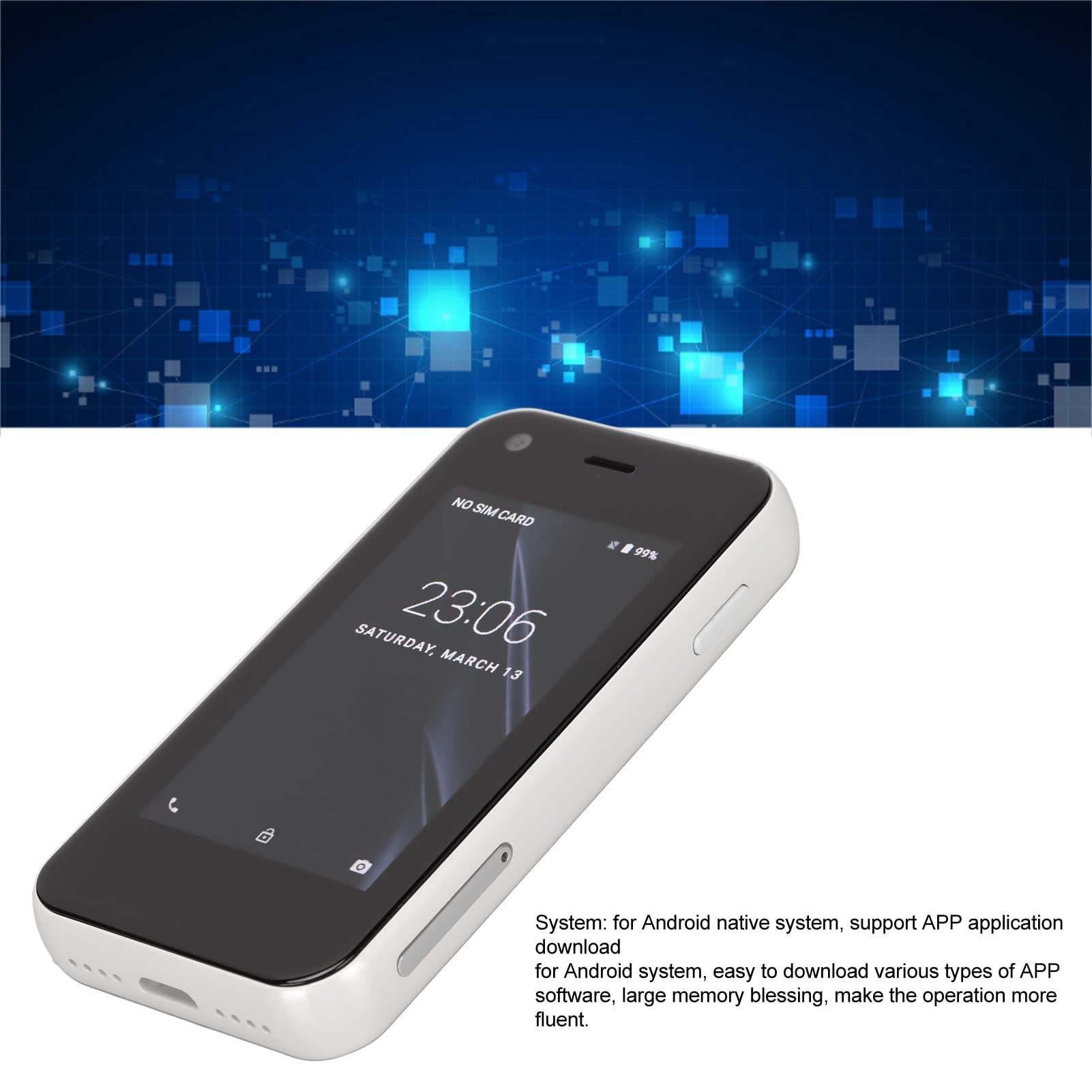 XS11 Mini Smartphone for Android 6 2.5 Inch HD Screen 3G Unlocked Cell Phone, Dual SIM, 1GB/8GB, Dual Camera Business Backup Phone, Lightweight and Easy to Carry, 1580mAh Battery (Pearl White)