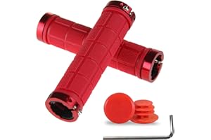 PLATT Bike Handlebar Grips Rubber Comfortable Bicycle Handle Grip for MTB/BMX with Plastic End Caps