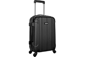Kenneth Cole REACTION Out of Bounds Lightweight Hardshell 4-Wheel Spinner Luggage, Midnight Black, 20-Inch Carry On