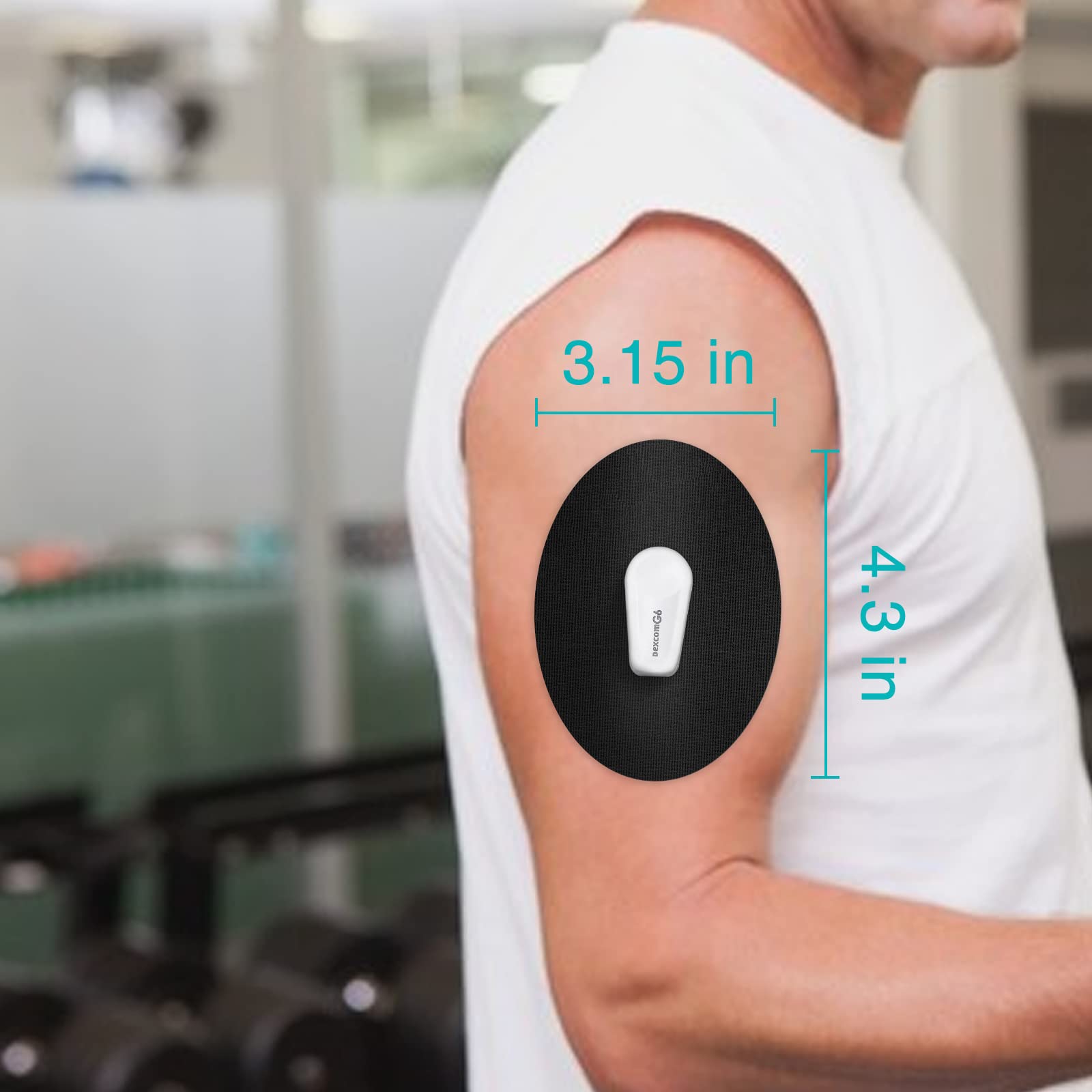 CGM Patches for Dexcom G6 (25-Pack), Sweat-Resistant Waterproof Breathable Skin-Friendly Latex Free Adhesive Patches, Durable Pre-Cut CGM G6 Sensor Patches (Black)