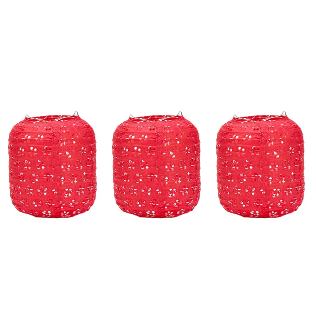 NUOBESTY Portable Lantern 3pcs with LED Lantern Lights Red Lantern for Gardens Party Home Wedding Decor Lanterns Decorative Outdoor