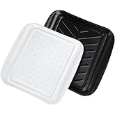 Tovolo Square Grill Prep Tray BBQ Serving Trays for Outdoor Grilling Burgers Veggies Steak, Food Grade Dishwasher Safe Non Slip Nesting Black White 10.5 in Grill Trays for Bringing in and Out Meat