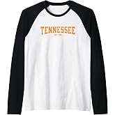 Classic TN Orange Print Retro Varsity Vintage Tennessee Raglan Baseball Tee