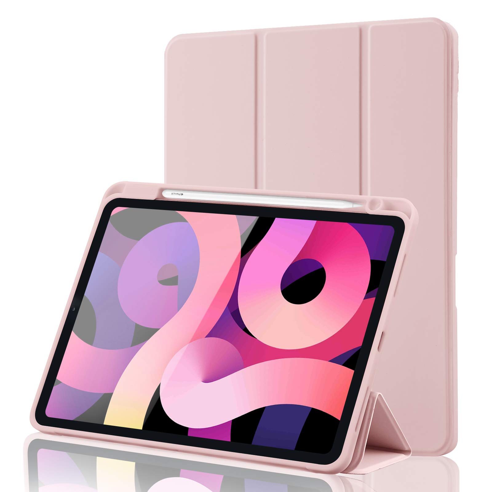Case for iPad Air 11 Inch M4 2026 8th Gen/M3 2025/M2 2024, iPad Air 5th/4th Gen 10.9 Inch 2022/2020 Slim Stand Cover with Pencil Holder, Supports Apple Pencil Charging, Auto Wake/Sleep - Pink