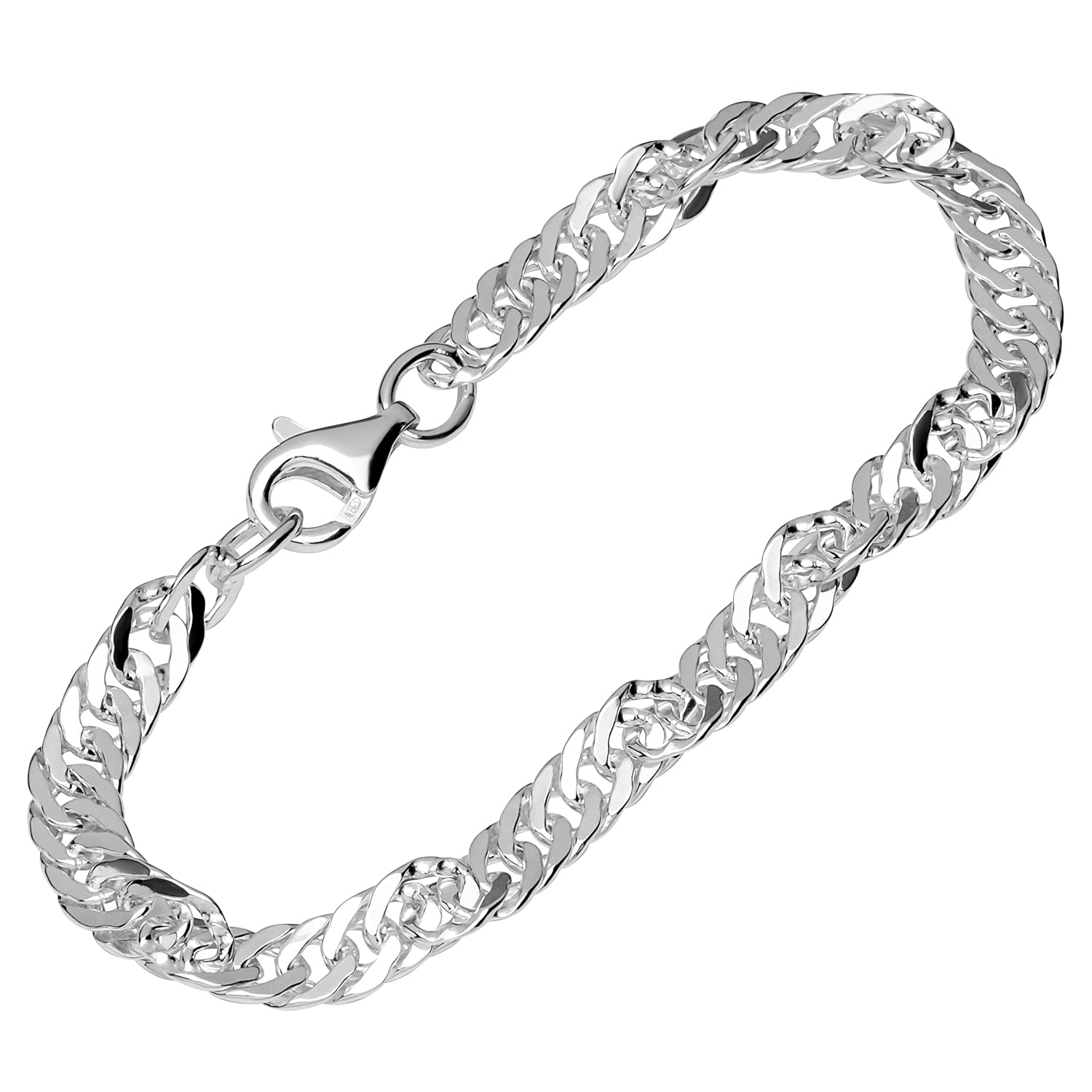 NKlaus bracelet 925 Sterling Silver 19cm double curb chain twisted unisex bracelet fine 12369
