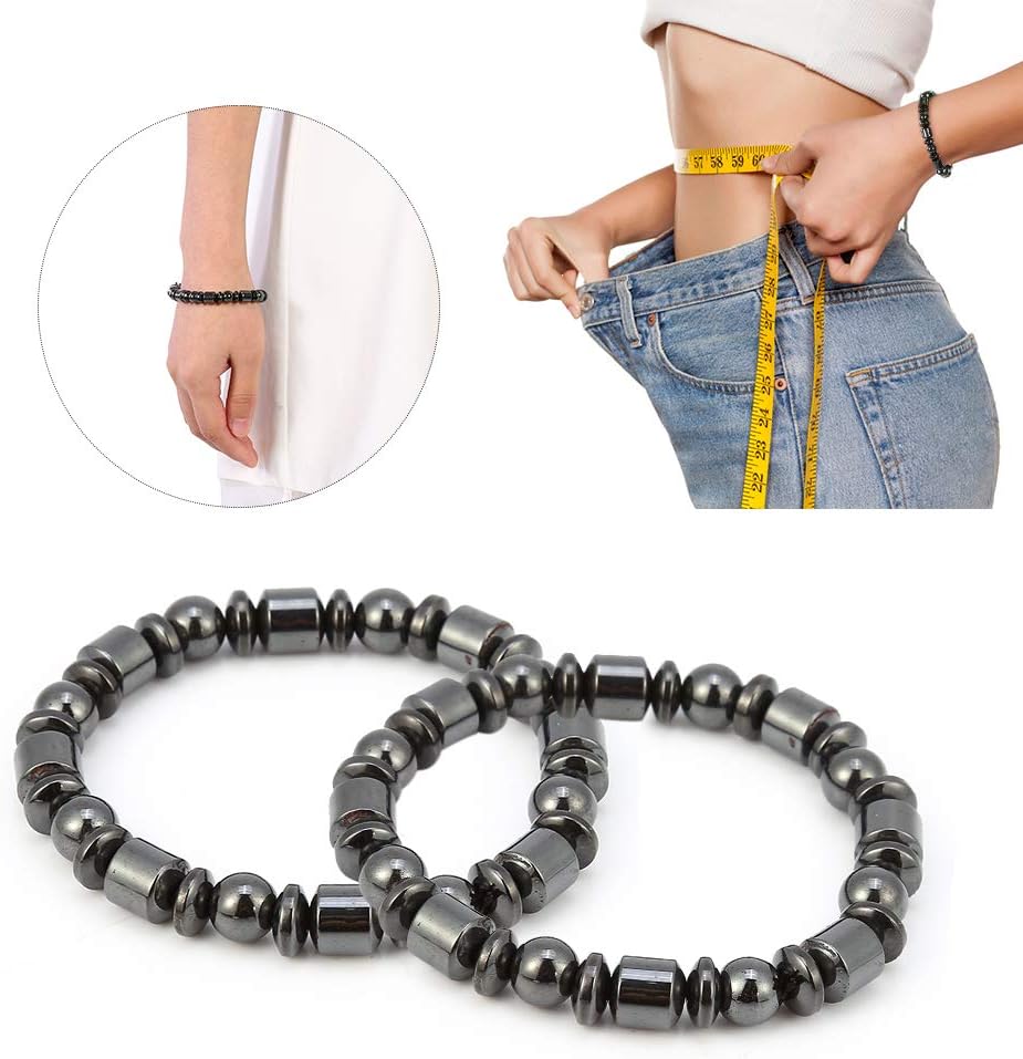 Bracelet，2Pcs Unisex Stylish Weight Loss Black Stone Bracelet