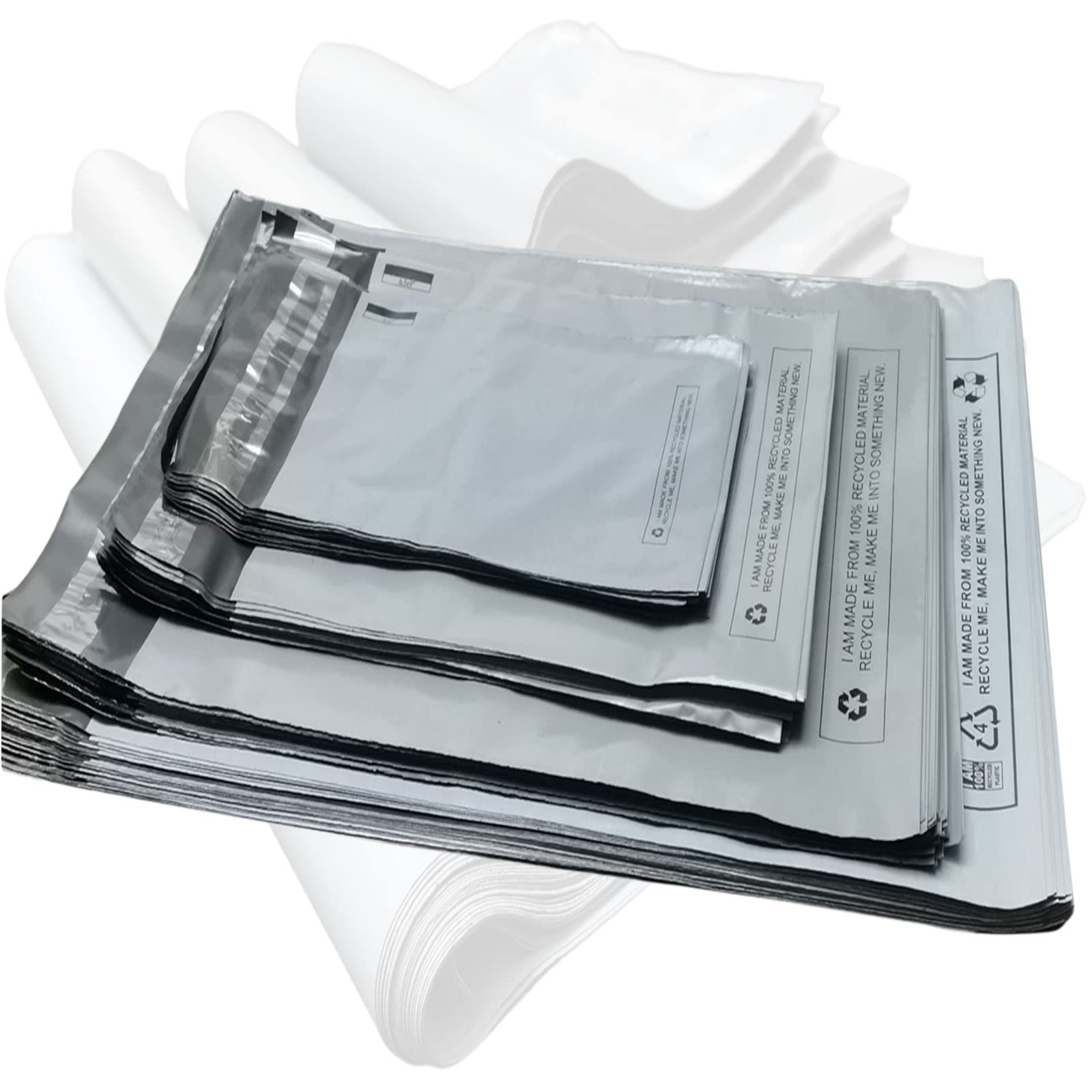 Capra Falconeri Mixed 100x Grey Mailing Bags - Assorted Postage Polythene Self Seal Parcel Plastic Envelopes - 100% Recyclable - Strong Postal Packing Packaging Shipping Bags