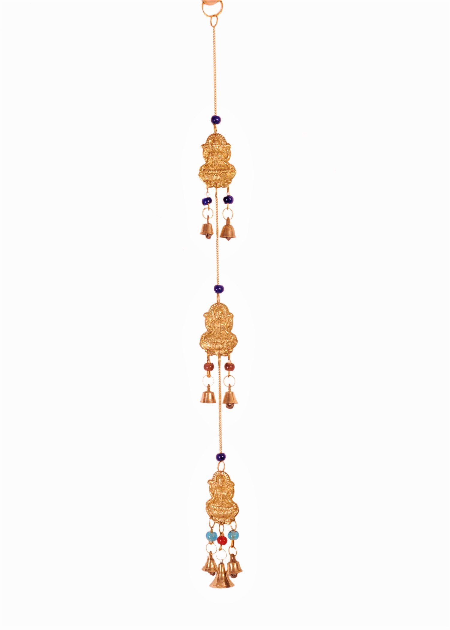 Purpledip Wall Hanging Wind Chime With Lakshmi & Bells: Good Luck Lucky Charm Decor (11384)