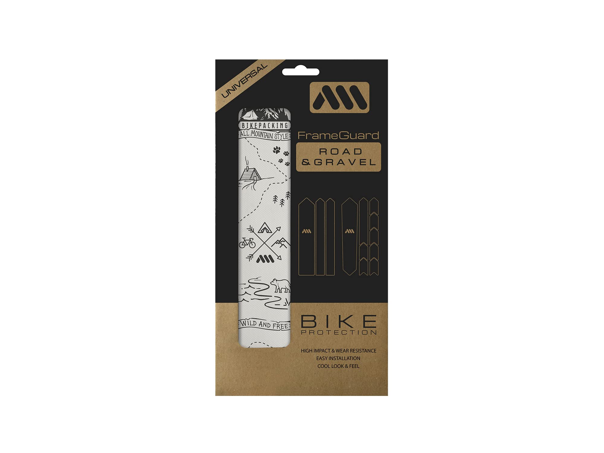 All Mountain Style AMS Frame Guard Gravel/Road - Protects your bike from scratches and dings, Bikepacking Black, Extra
