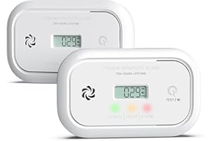 Jemay Carbon Monoxide Detector, 10-Year Carbon Monoxide Detectors with Digital LCD Display, Built-in Battery Carbon Monoxide Detectors for Home and Depot, 2 Packs