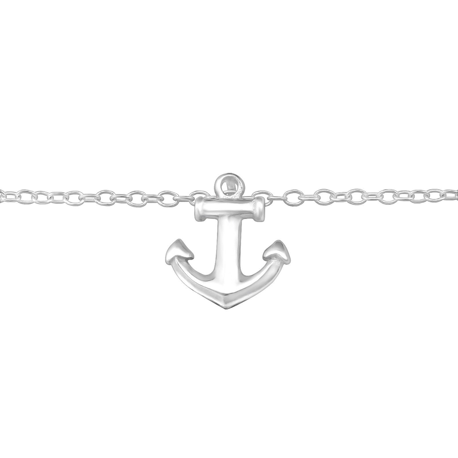 The Rose & Silver Company Women 925 Sterling Silver Anchor Anklet 25cm / 9.8"