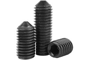 MOOPW Cone Point Set Screws - M8 x 35mm 10 Pcs 12.9 Level Alloy Steel Cup Point Hex Headless Grub Screw Allen Knobs