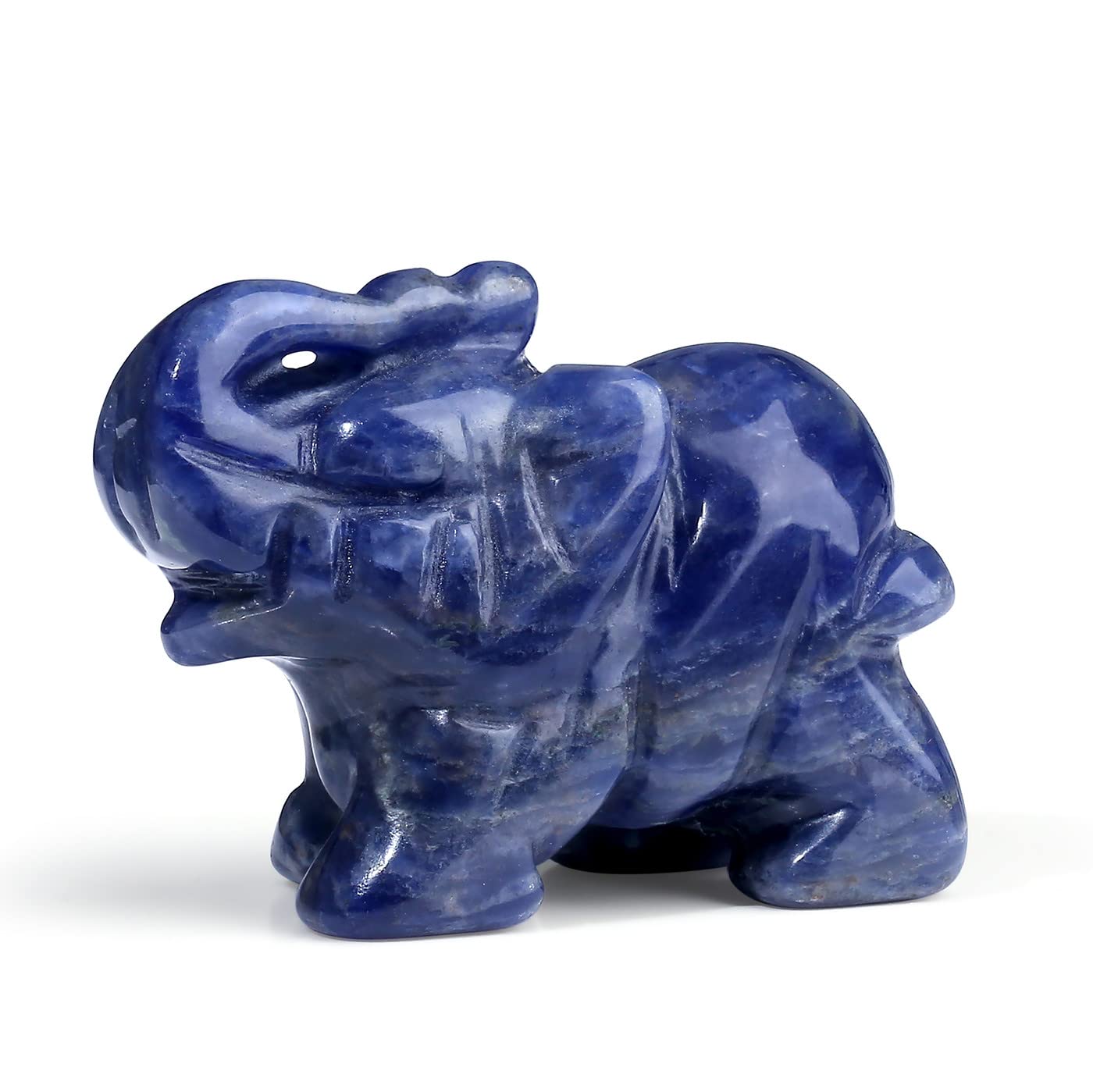 XIANNVXI Sodalite Crystal Elephant Ornament Figurine Statue Blue Elehphant Blue Ornament Decor 1.5" Cute Good Luck Gifts