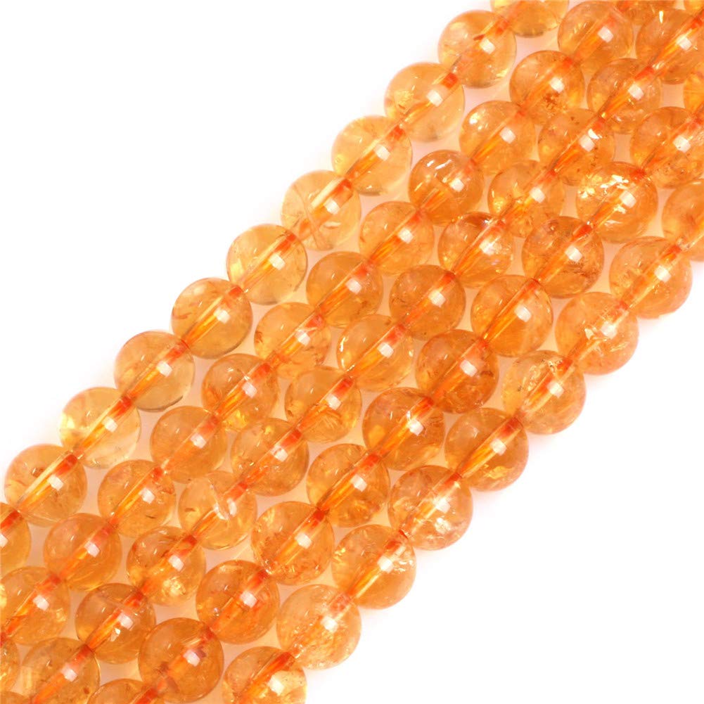 GEM-Inside AAA Grade Natural 8mm Yellow Citrine Round Gemstone Semi Precious Loose Beads for Jewellery Making 15''