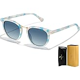 CARFIA Acetate Polarized Sunglasses for Women UV Protection, Retro Eyewears Metal Bridge Brow Ladies Sunnies Trendy Shades