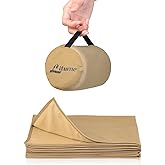 Litume Travel Blanket Lightweight and Breathable, 67 x 48 in Soft Airplane Flight Blanket for Travelers, Foldable Camping Sheet with Stuff Sack for Train, Camp, backapcking, office, home(Creamy Brown)