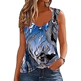 Womens Summer Tops Scoop Neck O Ring Shoulder Tank Tops Casual Sleeveless Button Front T Shirt Blouse