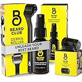 Beard Club Premium Derma Roller & Biotin Beard Growth Vitamin Spray - Microneedle Roller for Men and Women with 540 Titanium Microneedles - Beard Roller & Beard Oil for Face, Body and Scalp