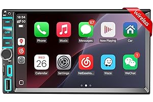 EFFLEMOUR 7" Wireless Apple CarPlay & Android Auto Double Din Car Stereo - 240W High-Power Sound, Touchscreen Bluetooth Receiver with USB-C/AUX/TF Ports, RDS/FM/AM Radio & MirrorLink HD Display - StyleA