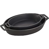 Staub Ceramic 2-piece Oval Baking Dish Set - Matte Black