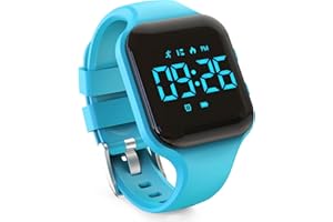 synwee Kids Led Pedometer Watch, Digital Steps Tracker, Non-Bluetooth, Vibrating Alarm Clock, Stopwatch, Great Gift for Children Teens Girls Boys