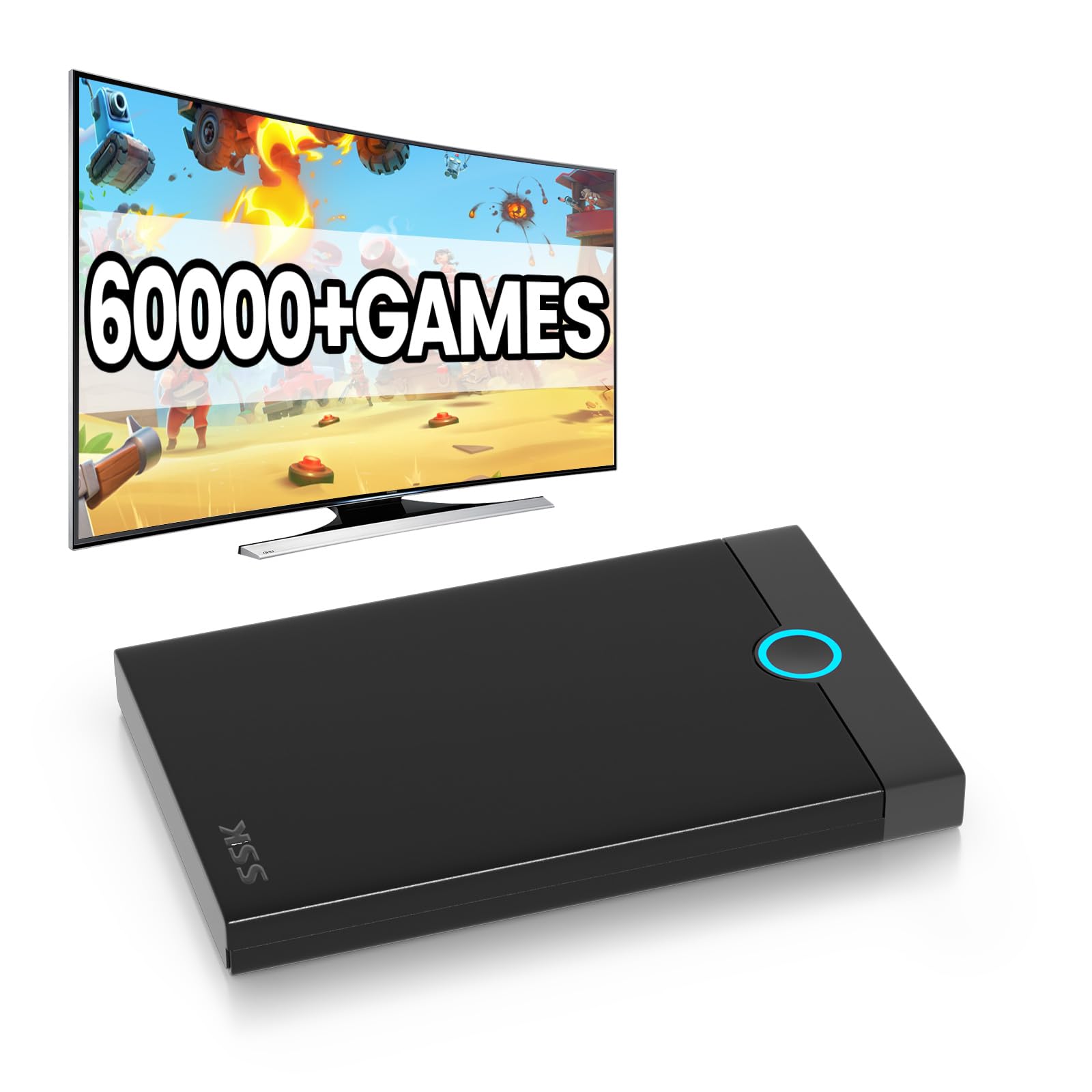 Bearway Retro Game Console 500G HDD- Video Game Console with 60000+Classic Games, External Hard Drive Compatible with 70+Emulators and 3D Games, Super Console for Windows 8.1/10/11, SATA 3.0