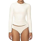 Sunzel Long Sleeve T Shirts for Women with Crew Neck, Double Lined Tops Slim Fit Basic Tee, Casual Undershirt Outfits