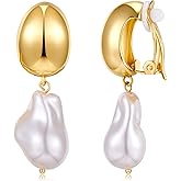 WOWORAMA Matte Gold Clip On Earrings for Women Gold Geometry Heart Clip Earrings Vintage Teardrop Heart Clip On Dangle Earrings Non Pierced Earrings