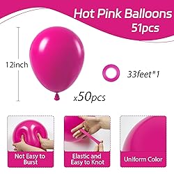 Awenztech Hot Pink Balloons 12 inch, Hot Pink Latex
