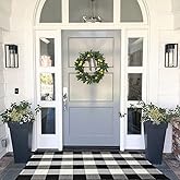 MUBIN Cotton Buffalo Plaid Rug, 27.5x43 Black and White Outdoor Rug Front Door Decorative Mat, Washable Doormat Foldable Area