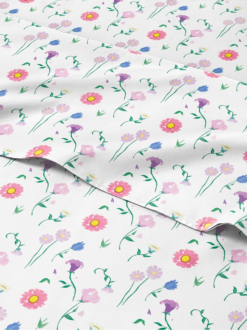 Photo 1 of Kids Twin Size Floral Bed Sheets - 3 Piece Floral Sheet Set - Flower Themed Bedding - Ultra-Soft, Cute & Cozy - Breathable & Machine Washable - Pink Flower Bed Set for Boys, Girls, Teens and Toddlers