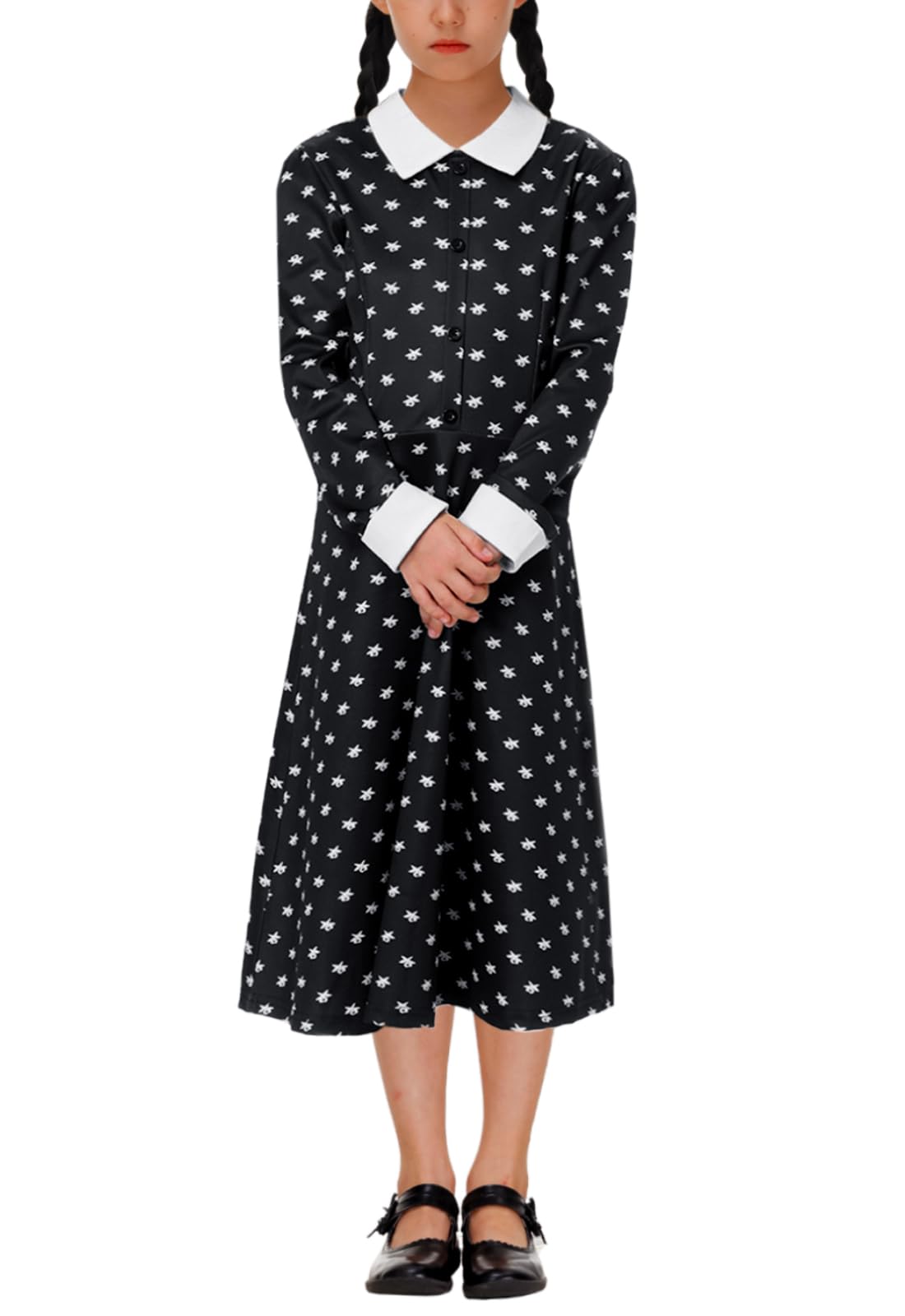 Photo 1 of (extra small) Wednesday for Girl Halloween Family Party Black Dress White Collar Dancing Party Dress-Up 13-14 Years