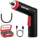 Eastvolt 4V Cordless Screwdriver, 6N.mElectric Screwdriver Rechargeable with 90 degree rotary handle, LED light and USB charg