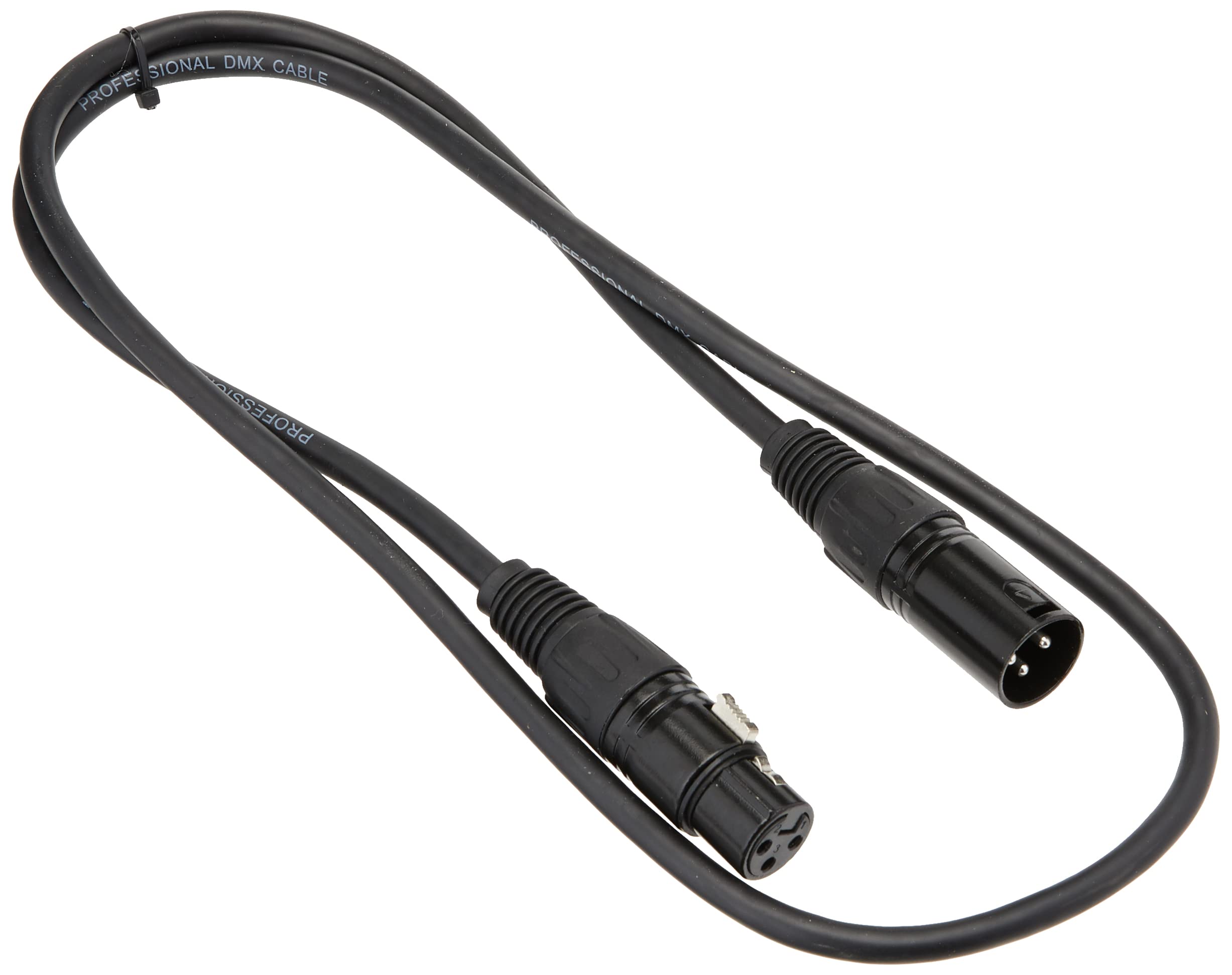 PULSE PLS00265 DMX Lead – 3‑Pin XLR Male to Female, 1 m, Black