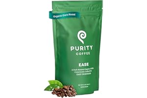 Purity Coffee EASE Dark Roast Low Acid Organic Coffee - USDA Certified Organic Specialty Grade Arabica Whole Bean Coffee - Third Party Tested for Mold, Mycotoxins and Pesticides - 12 oz Bag