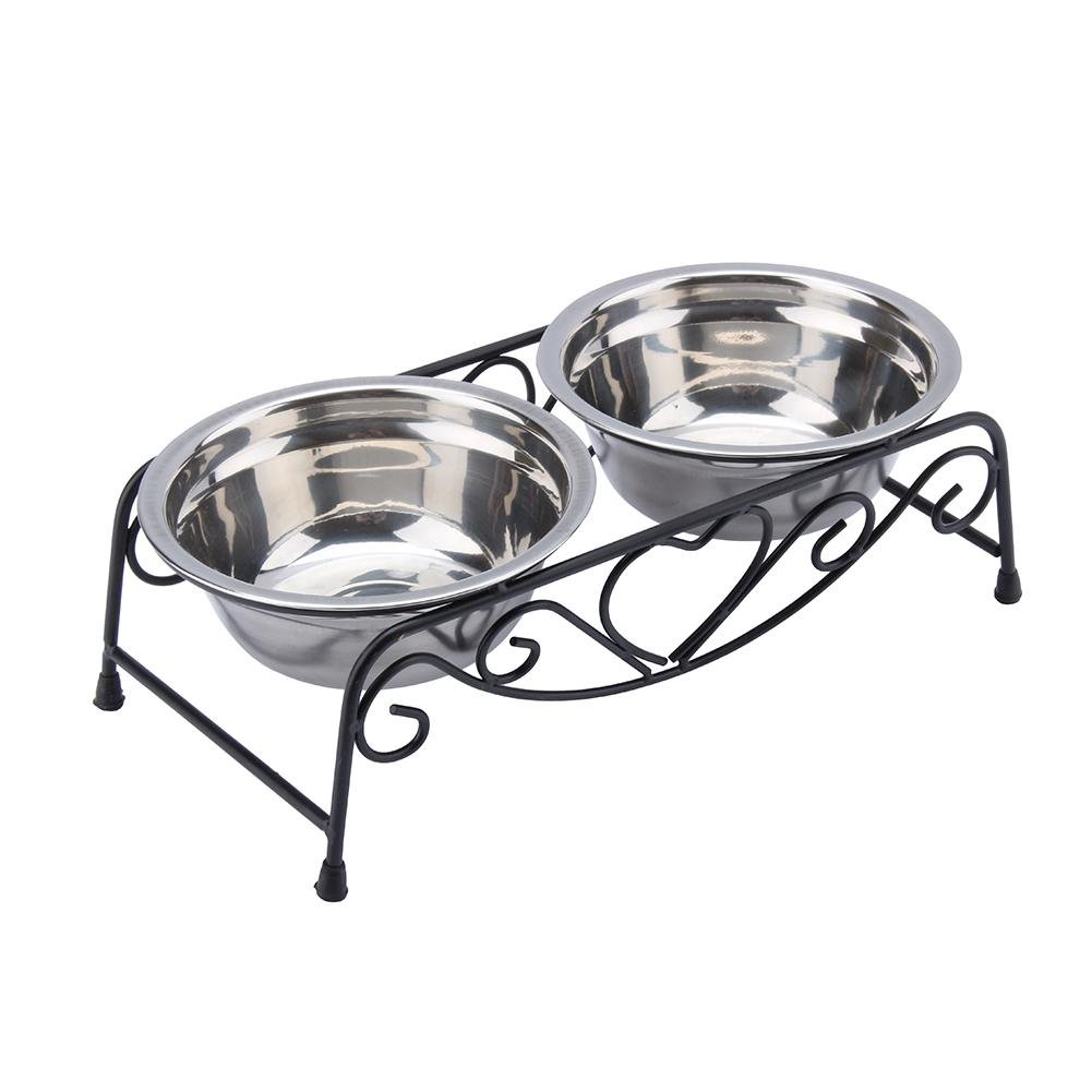 HEEPDD Pet Feeding Bowl, 2 PCS Stainless Steel Pets Feeder Drinker Bowl Pet Feeding Bowls with Dishes Shelf Stand for Cat and Small Dogs