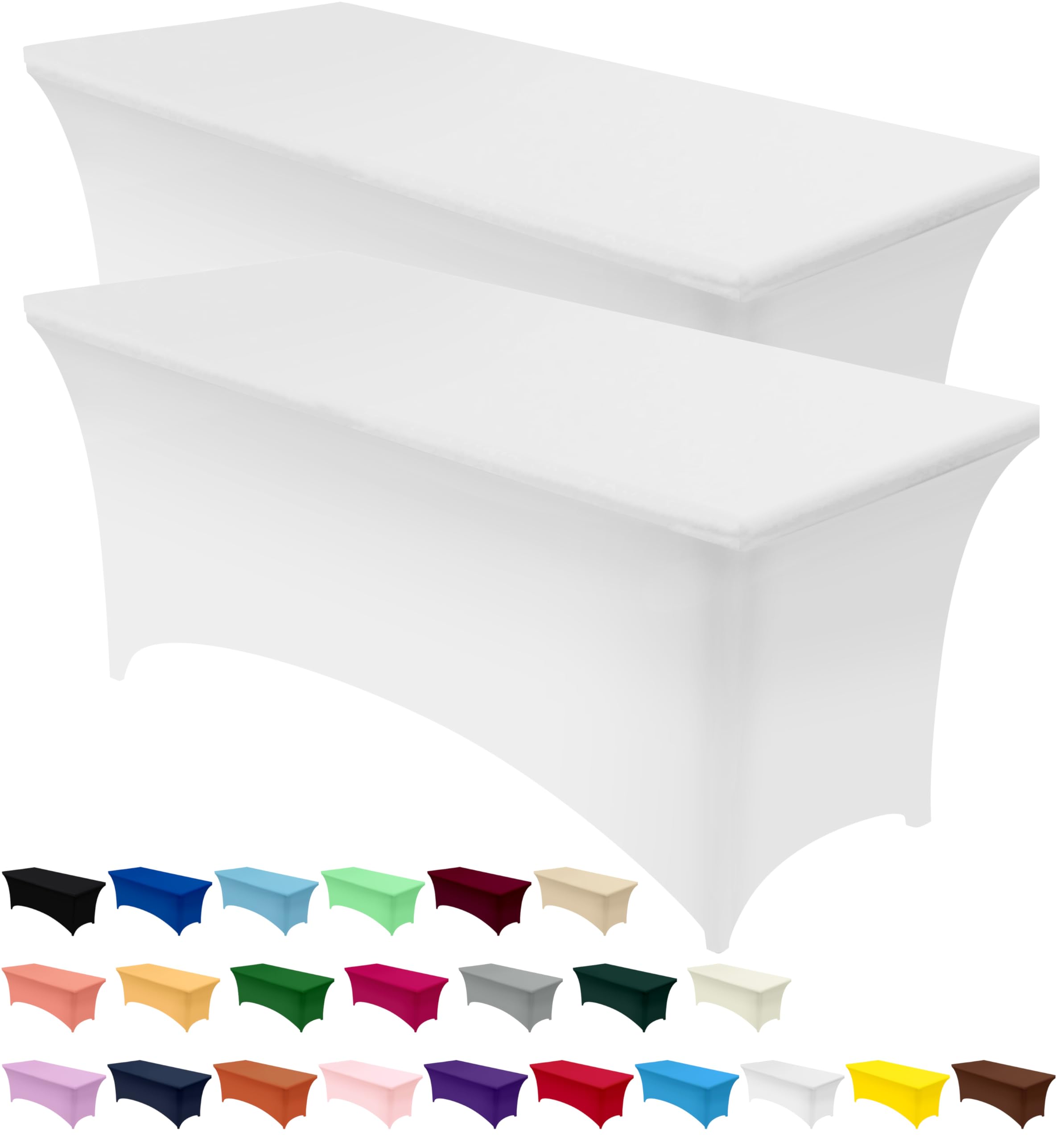 Utopia Kitchen Spandex Tablecloth 2 Pack [5FT, White] Tight, Fitted, Washable and Wrinkle Resistant Stretch Rectangular Patio Table Cover for Event, Wedding, Banquet & Parties [60Lx30Wx30H Inch] — image 1