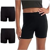 Rene Rofe Girls Athletic Shorts - 2 Pack Breathable Soft Stretch Girls Bike Shorts Four-Way Stretch Cheer Dance Sports Short