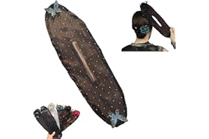 RIYUNE Hand Embroidered Flowers Deft Bun,Deft Bun Hair Twister,Ball Hair Clip,Flower Hair Bun Roller,Sheer Fabric Hair Bun Maker for Long Thick Hair Accessories for Women Girls (F)