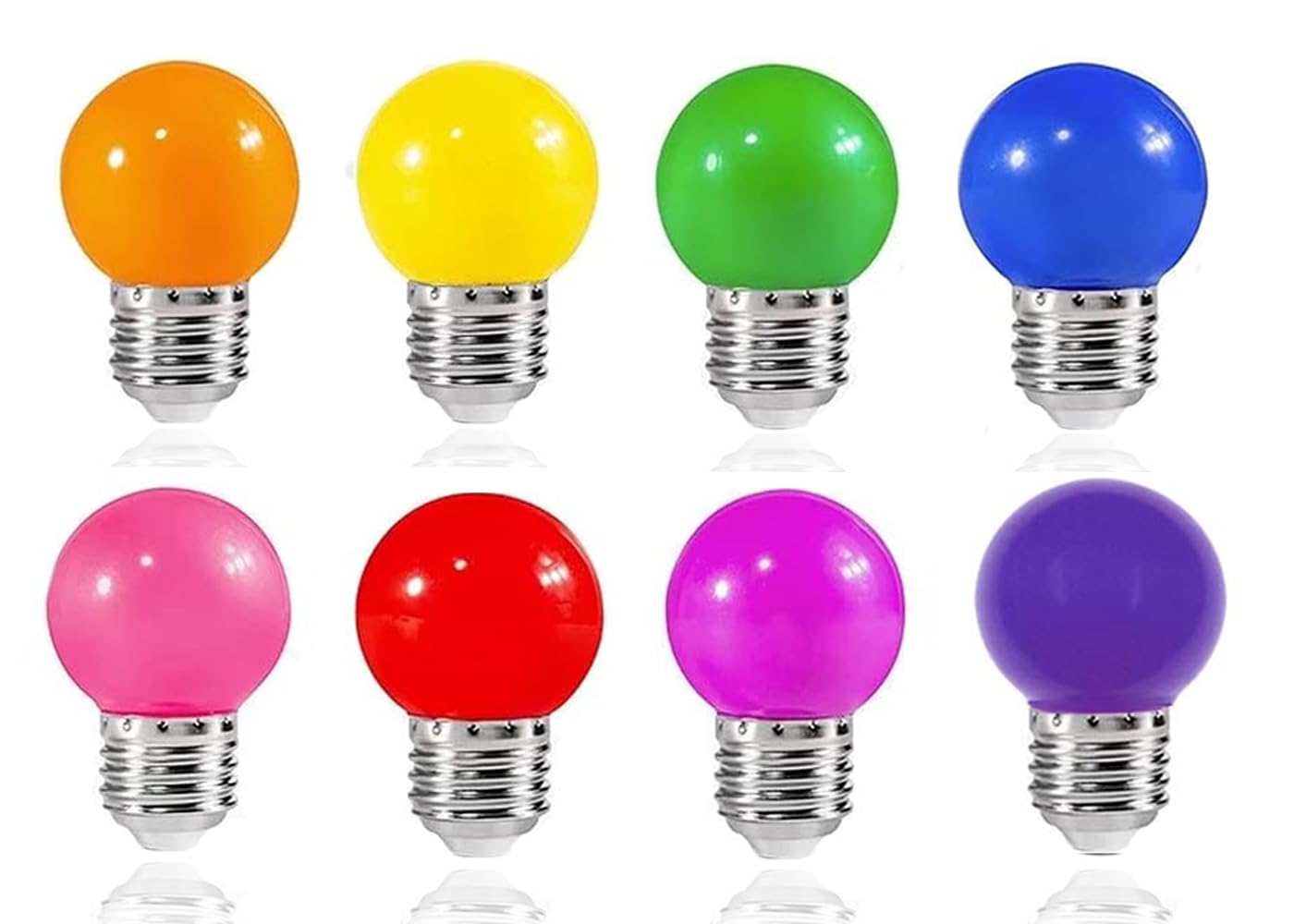 ZFQ 2W E27 Globe Led Bulb, Waterproof Fairy String Light Bulb, Indoor and Outdoor Starry Lights Bulb for Party Decoration, AC 220-240V, 8 Colors/Pack