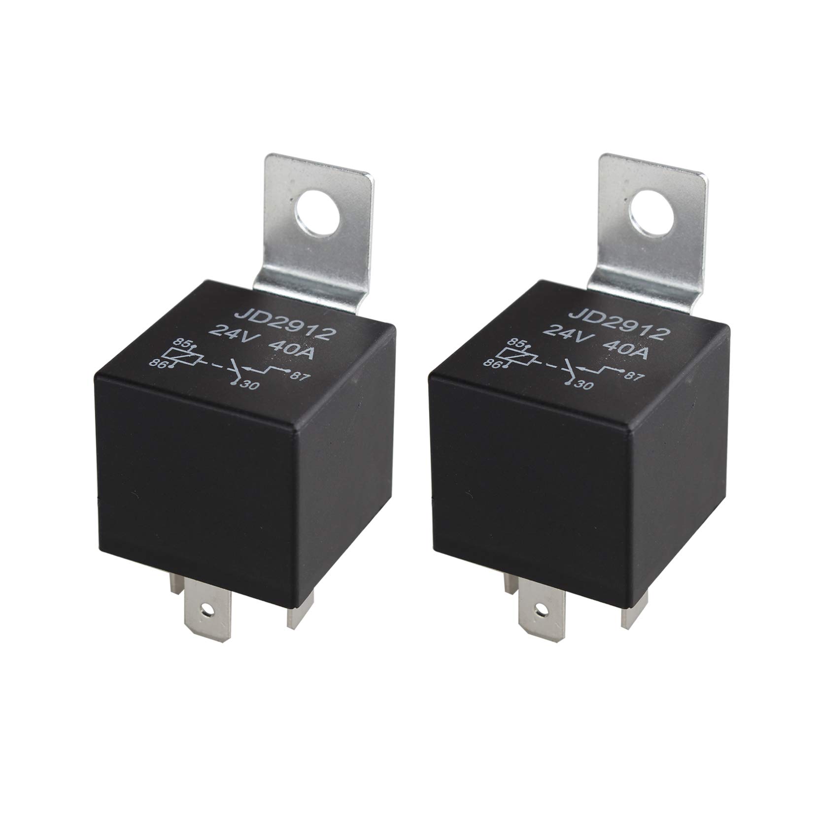 Futheda 2Pcs Car Relay 4 Pin 24V 40A SPST JD2912 Auto Switches & Starters Compatible with Automotive Truck Van Vehicle Motorcycle Boat