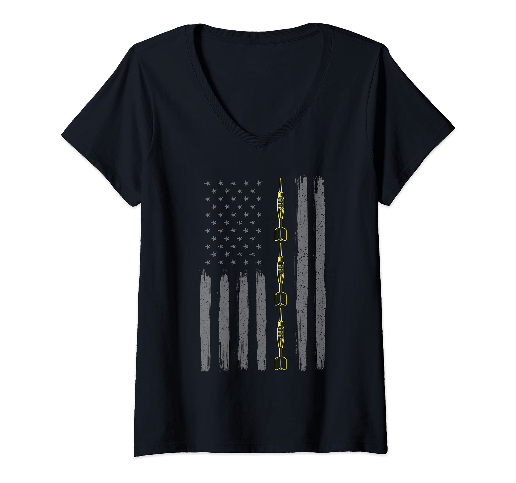Womens Darts us flag darts player V-Neck T-Shirt