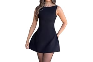ABYOVRT Women Sexy Backless Mini Dress Sleeveless Open Back A Line Tank Dress Formal College Graduation Dress