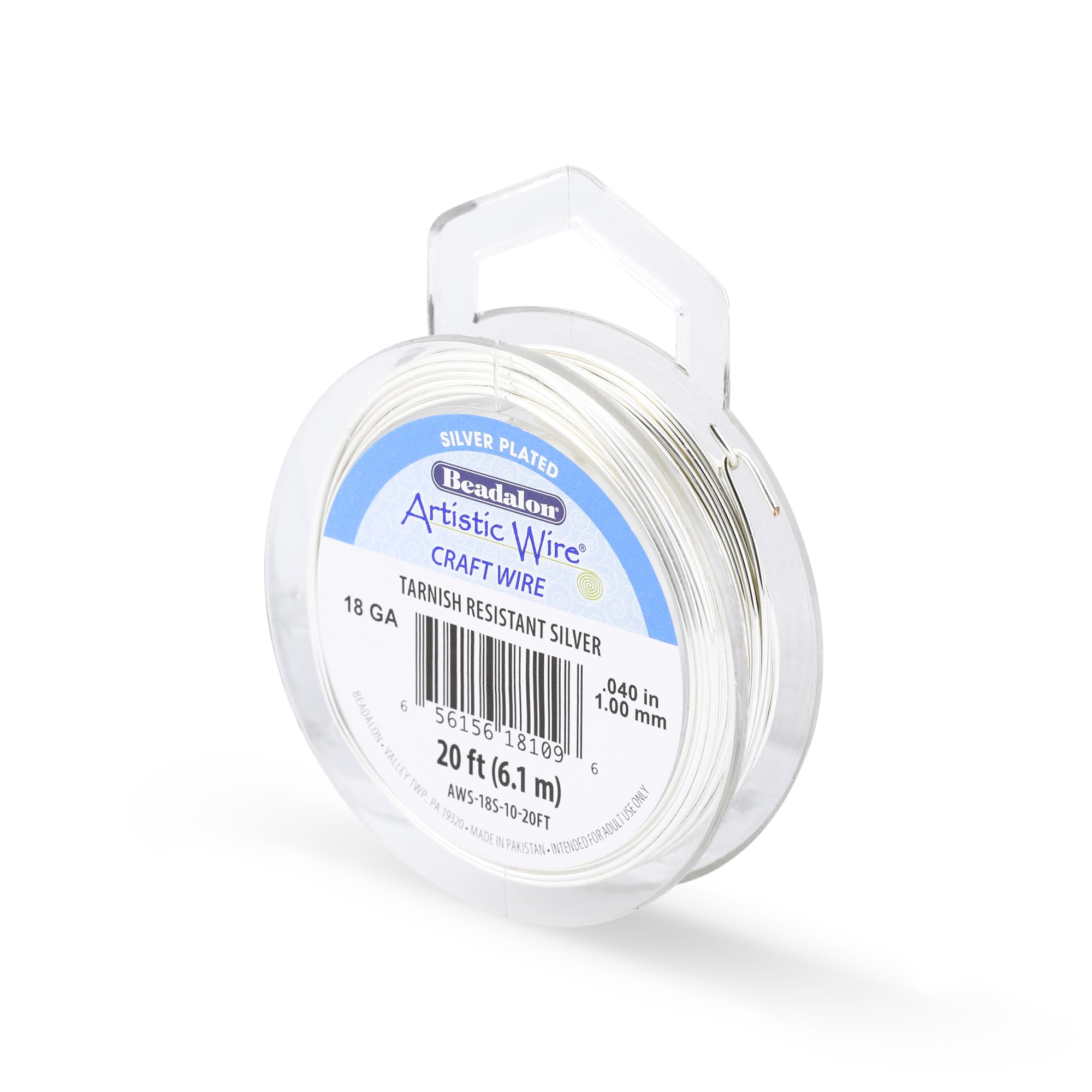 Beadalon 20 ft Artistic 18-Gauge Tarnish Resistant Wire, Silver