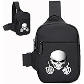 FOECBIR Small Travel Sling Bag For Men Women Waterproof For Mens Mini Crossbody Bag Men Chest Bags For Travel Work Sport (Skull Finger, Small)