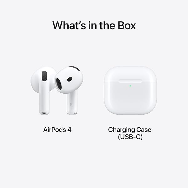 APPLE AIRPODS 4 WIRELESS EARBUDS, BLUETOOTH HEADPHONES, PERSONALIZED SPATIAL AUDIO, SWEAT AND WATER RESISTANT, USB-C CHARGING CASE, H2 CHIP, UP TO 30 HOURS OF BATTERY LIFE, EFFORTLESS SETUP FOR IPHONE