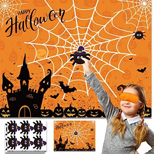 Halloween Party Games Pin The Spider on The Web Game Reusable Pin Game Halloween Party Games Pin The Spider on The Web Game Reusable Pin Game